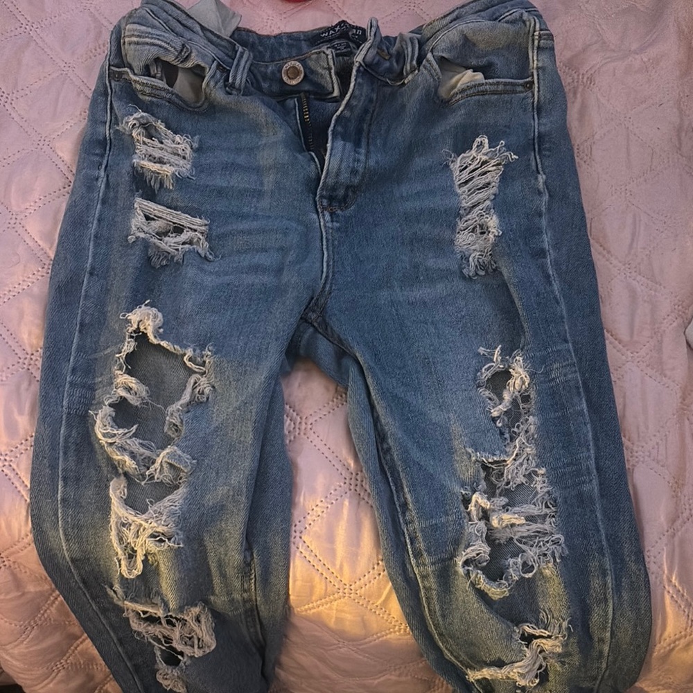 Distressed Blue Jeans